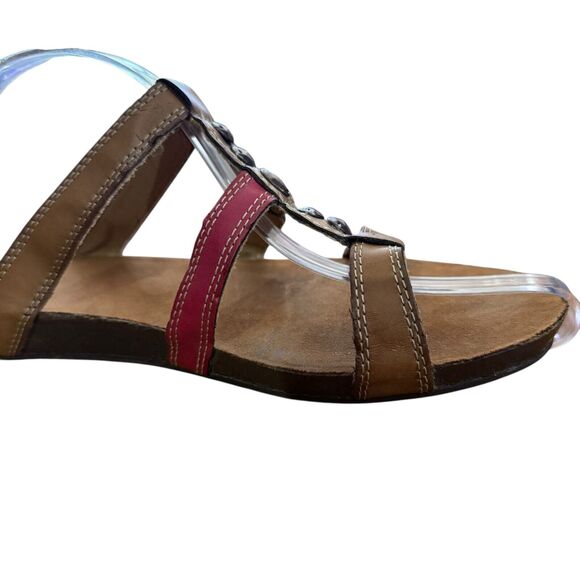 Clarks Bendables Womens Strappy Brown Red Slides Open Toe Sandals Flats Shoes 10 - Picture 2 of 16